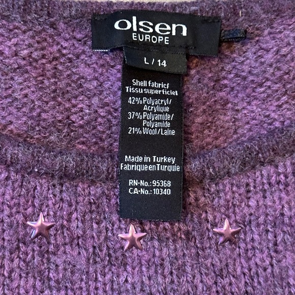 Olsen Europe Star Neck Detail Wool Blend Knit Sweater - Picture 3 of 3